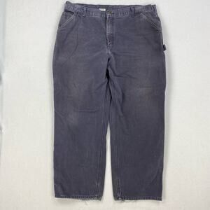 Carhartt Pants Size 42x30 Petrol Blue Canvas Carpenter Distressed Utility Work